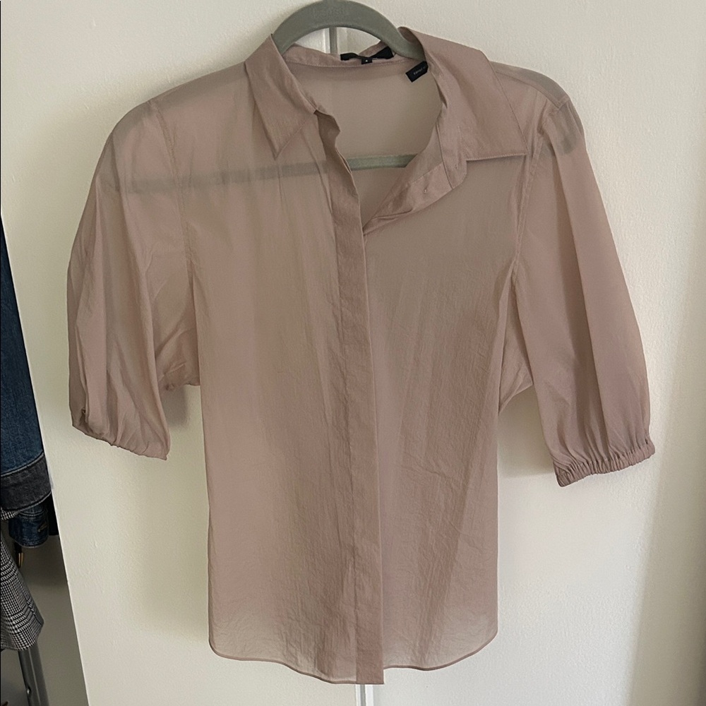 Theory sheer mauve button up